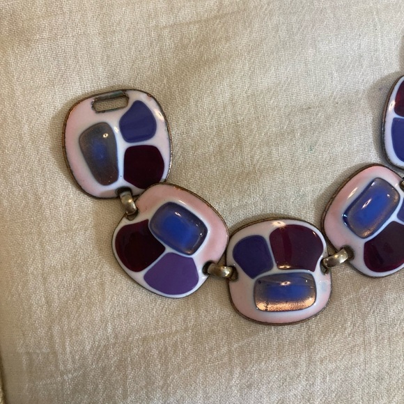 Kay Denning Vintage Copper Enameled Panel Link‎ Bracelet - Picture 5 of 9